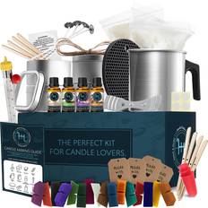 Hearth & Harbor Candle making kit, soy wax, 16 color dyes, thermometer, tins, wicks, melting pot