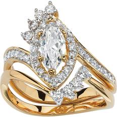 Jewelry Sets Palm Beach Jewelry Gold-Plated Marquise Cut Cubic Zirconia Bridal Ring Set