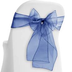 Sashes Lann's Linens 10 Elegant Organza Wedding/Party Chair Cover Sashes/Bows Ribbon Tie Back Sash Navy Blue