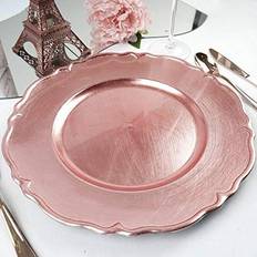 13" metallic blush rose gold scalloped edge acrylic plastic charger plates for