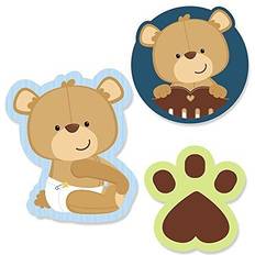 Big Dot of Happiness Baby Boy Teddy Bear DIY Shaped Baby Shower Party Cut-Outs 24 Count