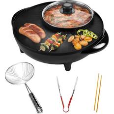 Ovente Food Cookers Ovente Electric Hot Grill Combo 2-in-1