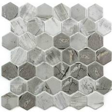 The Tile Life Eterna Big Hex 12" 12" Denver Recycled Glass Mosaic Wall Tile