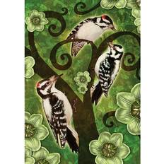 Garden Downy Hairy Woodpeckers Bird Flag Double