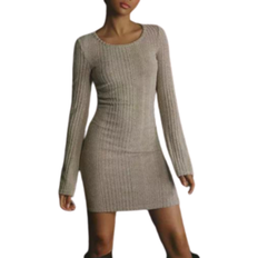 Beige - Korte kjoler Nelly Soft Rib Dress - Beige