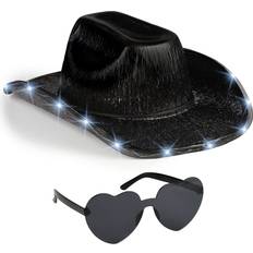 Funcredible light up cowboy hat for women black holographic space cowgirl hat