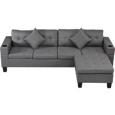 Fabric Sofas K-Musculo Contemporary Couch Grey Sofa 100.4" 3 Seater