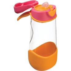 b.box Sport Spout Drink Bottle with Flip Top Lid, Durable Water Bottle for Kids, Leak-Proof, 15oz, Strawberry Shake