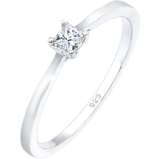 Elli Princess Cut Engagement Ring - Silver/Diamond
