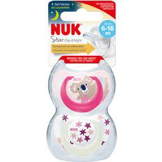 Nuk Schnuller Nuk star day&night silikon-schnuller 10176289 bpa-frei 2 stück pink/weiß