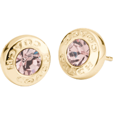 Earrings Coach Open Circle Stone Studs - Gold/Pink