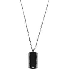 Emporio Armani Dog Tag Necklace - Silver/Black