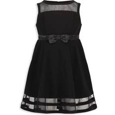Dresses Children's Clothing Calvin Klein Girl's Plus Size Illusion Mesh Bow Front Dress - Black (CDFDH029-001)
