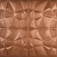 Dundee Deco Peel and Stick 3D Self Adhesive Foam Wallpaper Copper Bronze Diamond 2.3 ft x 2.3 ft Each 5-Pack
