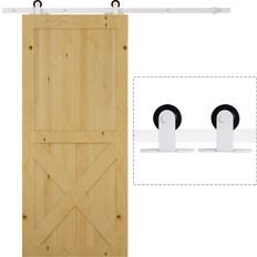 L Doors Homcom 6-foot White Sliding Barn Door Hardware Kit White L (x)