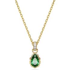 Damen - Golden Halsketten Swarovski Stilla Pear Cut Pendant - Gold/Green/Transparent