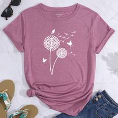 Shein Dandelion And Butterfly Print Tee
