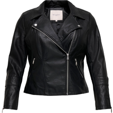Viskose Jacken Only Emmy Curvy Biker Faux Leather Jacket - Black