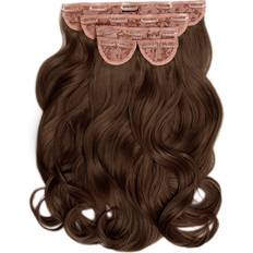 Synthetic Hair Clip-On Extensions Lullabellz Super Thick Blow Dry Wavy Clip In Hair Extensions 22 inch Chestnut 5-pack