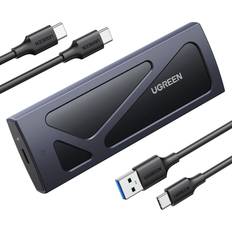 Ugreen NVMe M.2 Enclosure USB 3.2 SSD 10Gbps M.2 Case for NVMe PCIe M-Key/M+B Key in 2230/2242/2260/2280 with USB C to C and USB A to C Cables (Black)