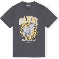 Ganni Clothing Ganni Relaxed Cat T-shirt - Volcanic Ash