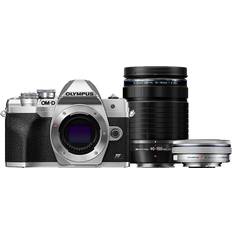 OM SYSTEM Digital Cameras OM SYSTEM OM-D E-M10 MK IV Silver 14-42mm EZ 40-150mm Lenses