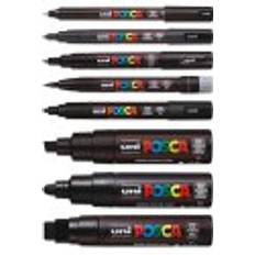 Uni Posca Paint Markers Black, Set of 8, Assorted Tips