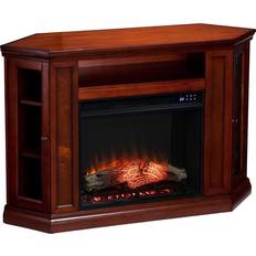 Bowery Hill Modern Touch Screen Wood Electric Corner Fireplace in Mahogany