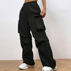 Cargo Pants - Women Shein Flap Pocket Side Drawstring Hem Cargo Pants