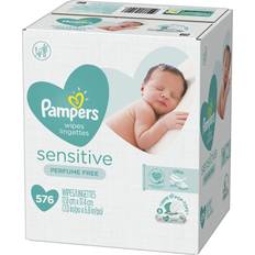 Baby Skin Baby Wipes, Pampers Sensitive Water Based Baby Diaper Wipes, Hypoallergenic and Unscented, 8 Pop-Top Packs, 576 Total Wipes Packaging May Vary