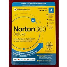 Norton Office Software Norton Norton 360 deluxe 2023, 3 devices pc mac android ios 1 year sealed key card