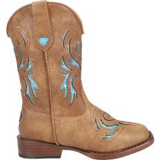 Roper Girl's Glitter Breeze Square Toe Cowboy Boots - Tan