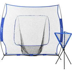 Batting Cages & Nets Soozier 7.5'x7' Baseball Practice Net Set w/ Catcher Net, Tee Stand, Baseballs for Pitching, Fielding, Practice Hitting, Batting, Backstop