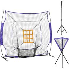 Batting Cages & Nets Soozier 7.5'x7' Baseball Practice Net Set w/ Catcher Net, Tee Stand, Baseballs for Pitching, Fielding, Practice Hitting, Batting, Backstop