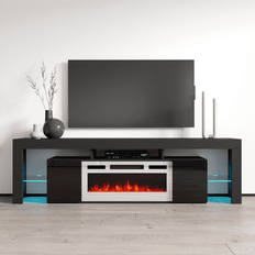 Fireplaces Meble Furniture Soleo WH-EF Electric Fireplace 79" TV Stand Black