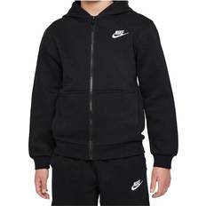 L Tops Nike Older Kid's Club Fleece Full-Zip Hoodie - Black/White (FD3004-010)