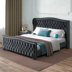 King Bed Frames Belleze Bed Frame with Fast Charging Port King