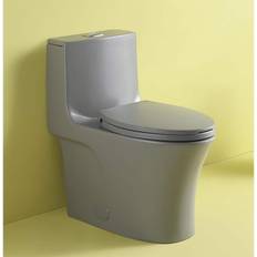 Gray Toilets Abruzzo One-Piece Toilet 1.1 GPF/1.6 GPF Dual Flush Elongated Toilet with Soft Closing Seat in Light Grey
