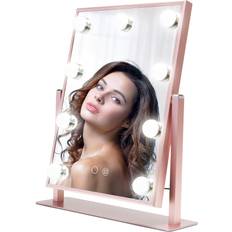 Impressions Vanity Hollywood Touch Duotone LED Makeup Mirror with Standing Base Tabletop Rose Gold