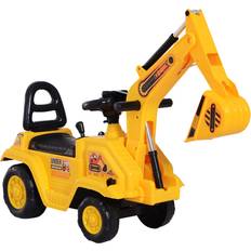 Toys Homcom 3 in 1 Ride On Toy Excavator Digger Scooter Pulling Cart Pretend Play Construction Truck