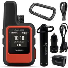 Garmin Handheld GPS Units Garmin inReach Mini 2 Satellite Communicator Flame Red with Wearable4U Power Pack Bundle
