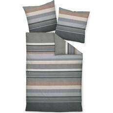 Streifen Bettbezüge Janine Fine flax opal gray Bettbezug Braun (200x135cm)