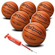 GoSports Basketball GoSports Indoor Outdoor Rubber Basketballs Six Pack of Size 6 Balls with Pump & Carrying Bag