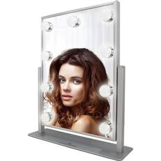 Impressions Vanity Hollywood Touch Duotone LED Makeup Mirror Tabletop Lighted Vanity Mirrors with Standing Base Silver