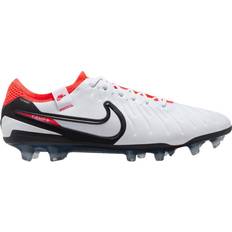 Leather Soccer Shoes Nike Tiempo Legend 10 Elite FG M - White/Bright Crimson/Black