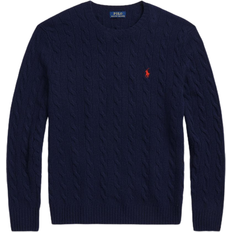 Polo Ralph Lauren Knitted Sweaters - Men Polo Ralph Lauren Cable Knit Wool Cashmere Crewneck Sweater - Hunter Navy