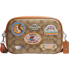 Coach Jamie Camera Bag In Signature Canvas With Patches - Silver/Khaki Multi