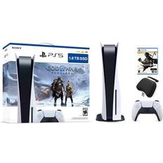 Playstation 5 disc edition Sony PlayStation 5 Upgraded 1.8TB Disc Edition God of War Ragnarok Bundle with Ghost of Tsushima Director's Cut and Mytrix Controller Case