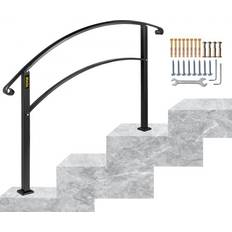 Handläufe Vevor 3FT Verstellbarer Treppenhandlauf Schwarz Eisen 3 Stufen Stabil Stilvoll Dekoration Wohnen