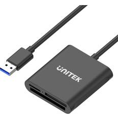 Unitek USB Card Reader, 3-Slot USB 3.0 Compact Card Reader, Read 3 Cards Simultaneously, Aluminum SD Micro SD CF Card Adapter Supports Flash Memory Card, Black